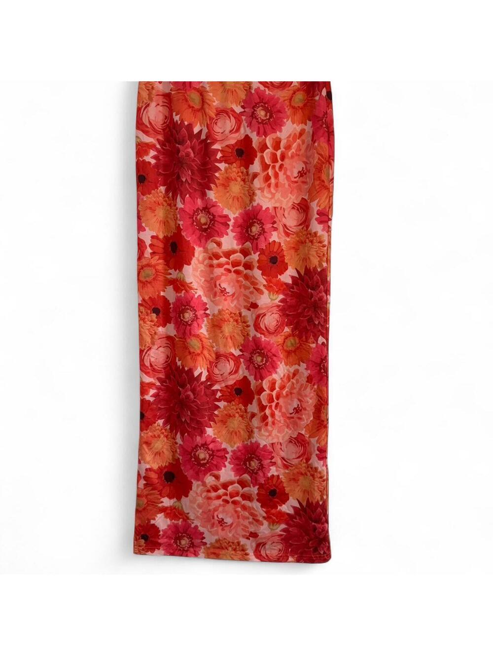 Revolve x More to Come Red & Orange Stretchy Floral Maxi Skirt Size XXS